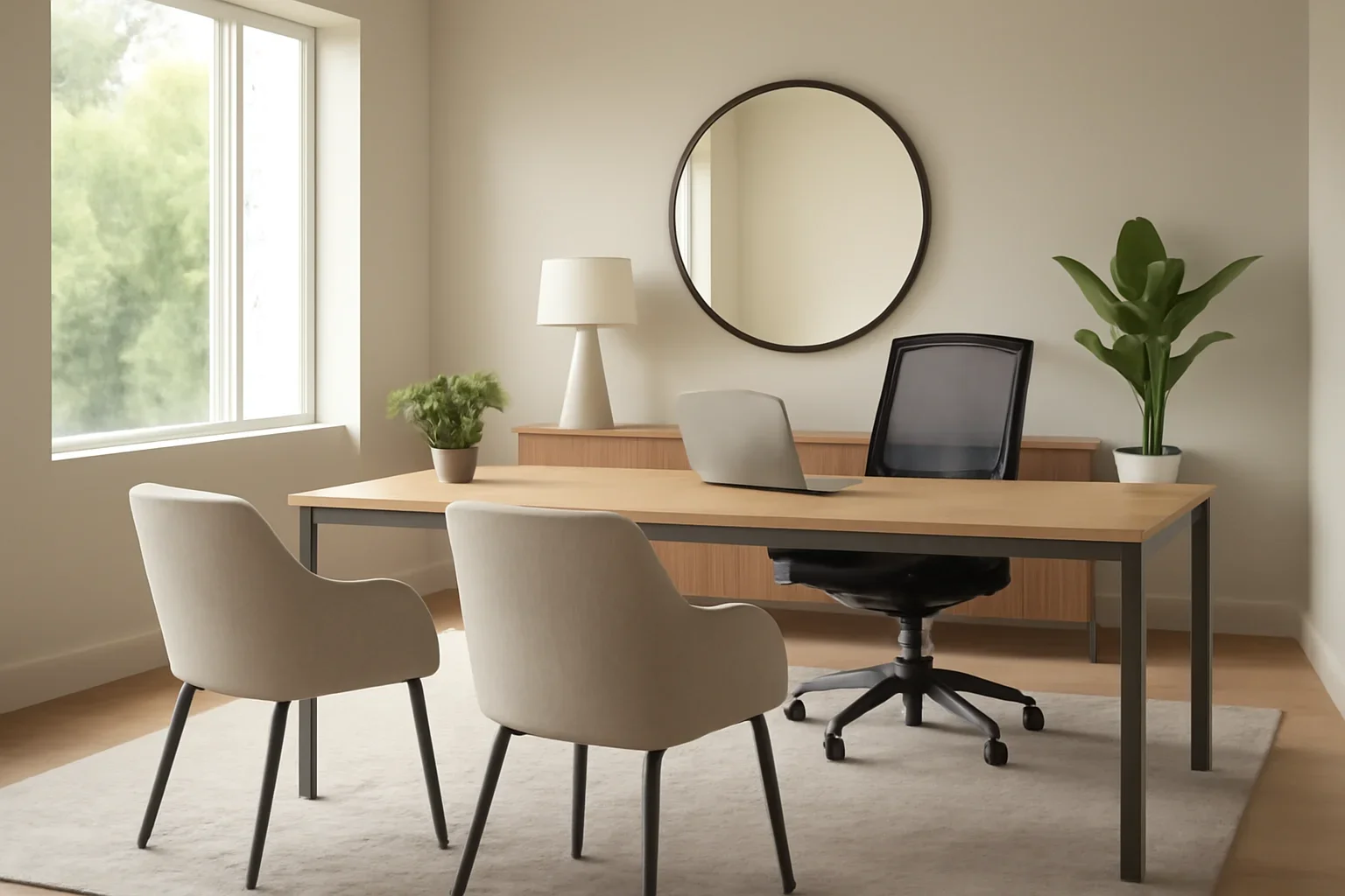 Interior scene illustrating office interior design ideas to improve client first impressions