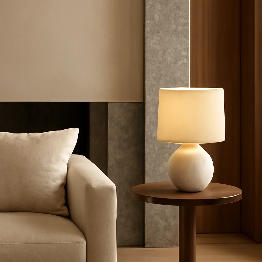 Finished interior detail connected to residential portfolio with layered materials and lighting