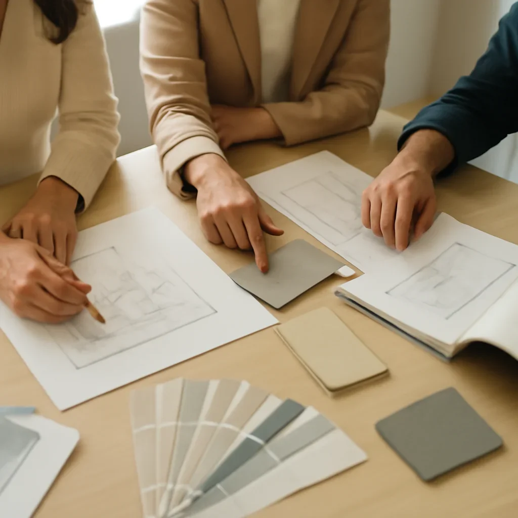 Design planning materials and collaborative review related to solutions